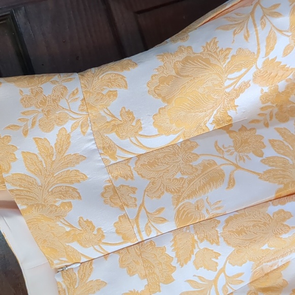 Kay Unger Ingrid Mango Jacquard Empire Waist Wide Leg Jumpsuit - Picture 11 of 16